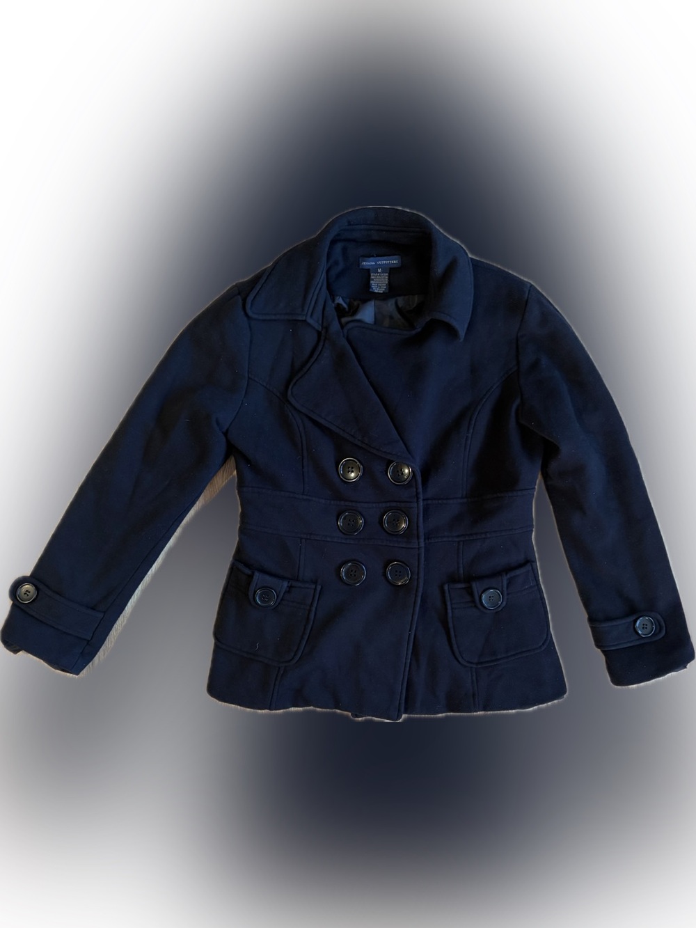 Zenana Outfitters Navy Double-Breasted Peacoat